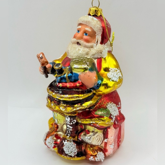 Antique Vintage Glass Christopher Radko Santa Clause Toy Making Ornament 5” - Picture 1 of 5